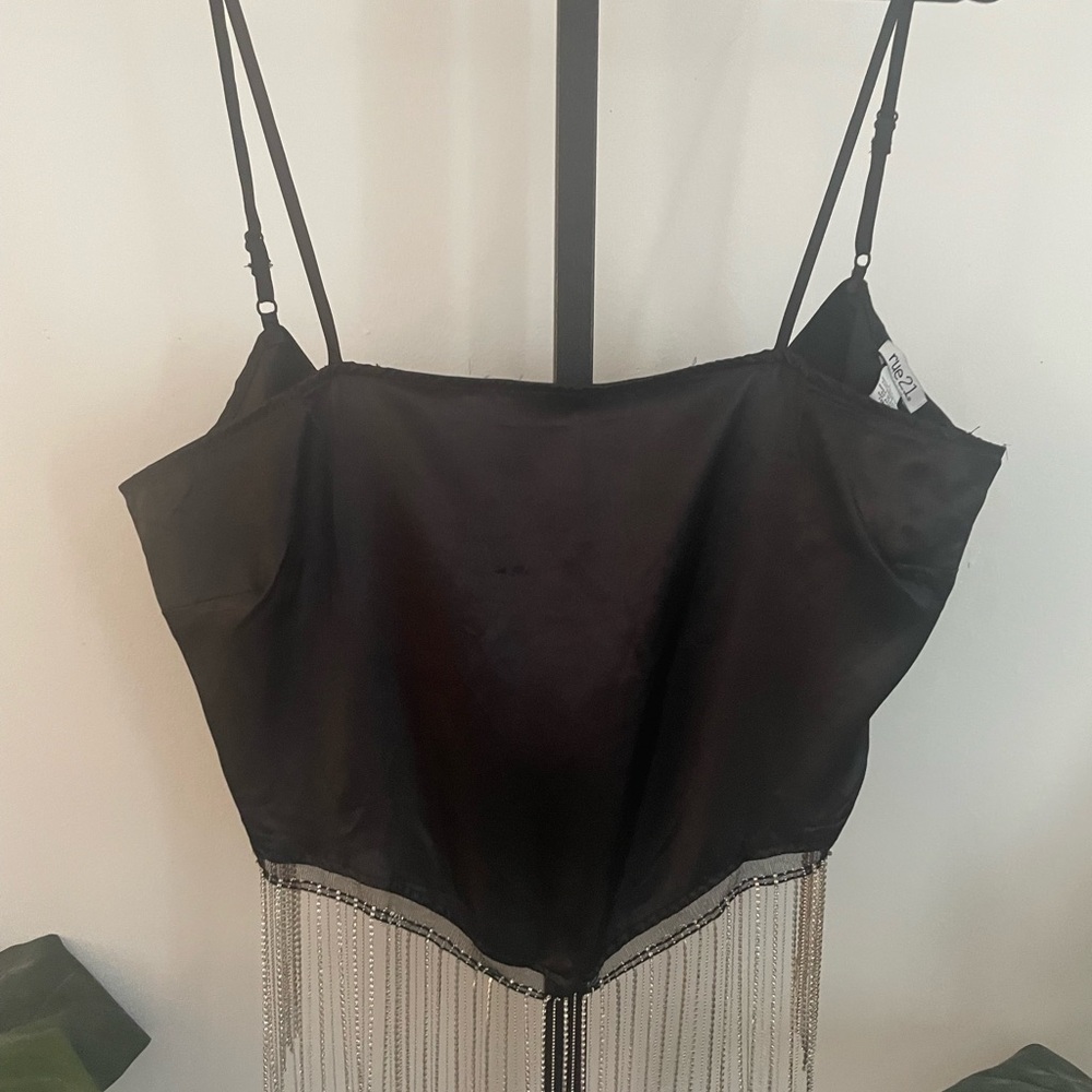Rue21 Black Camisole with Fringe